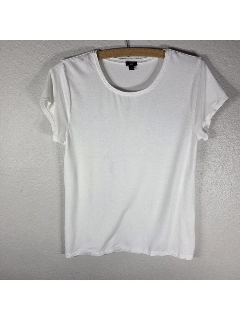 J.Crew 365 Short Sleeve Crewneck Tee Shirt Womens Size L White Modal Cassual